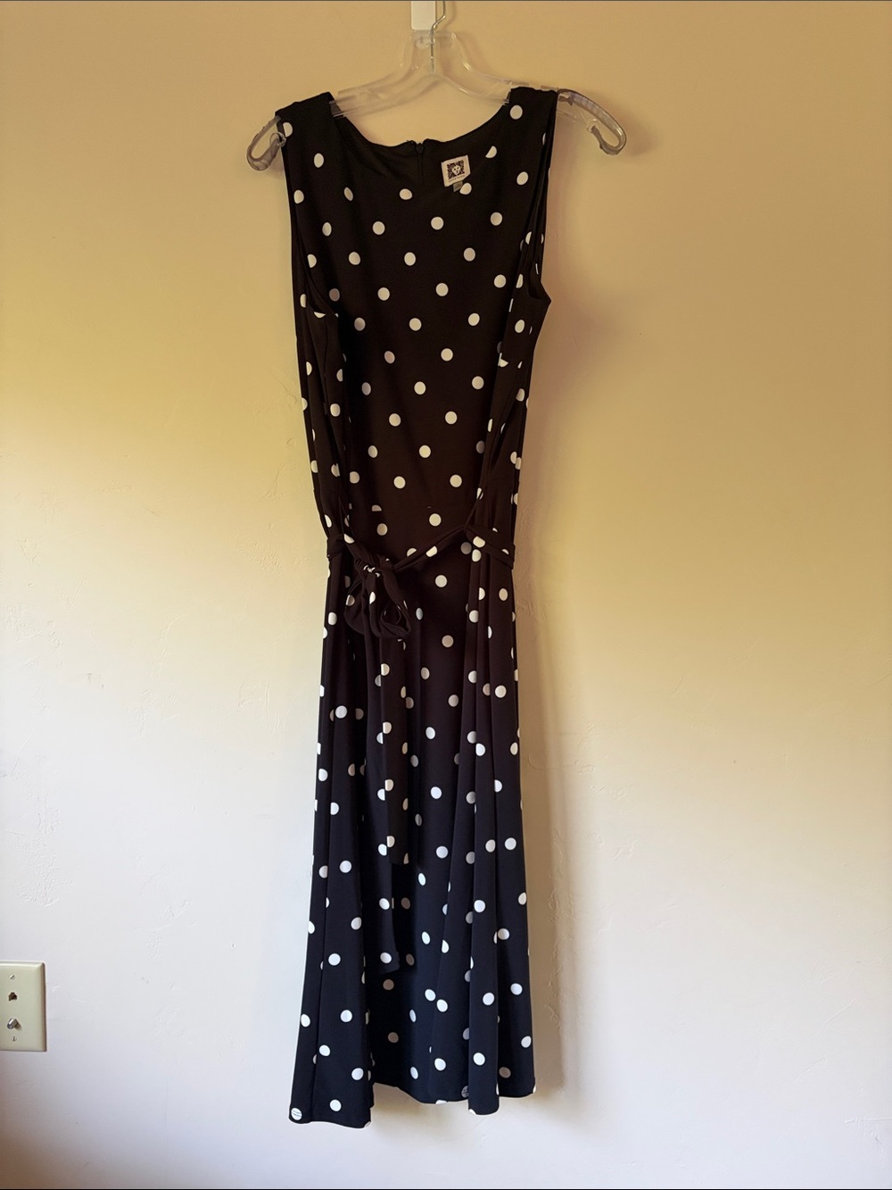 Anne Klein Black and White Polka Dot Midi Dress